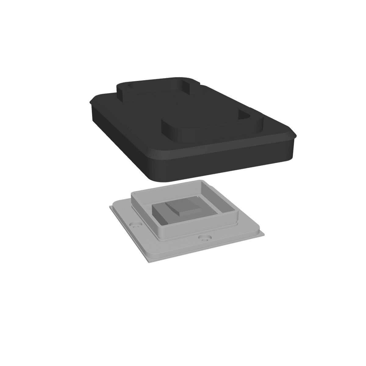 Switchless Dock in zwart, het front boven het binnenwerk van een bestaande schakelaar (kleur: zwart)
