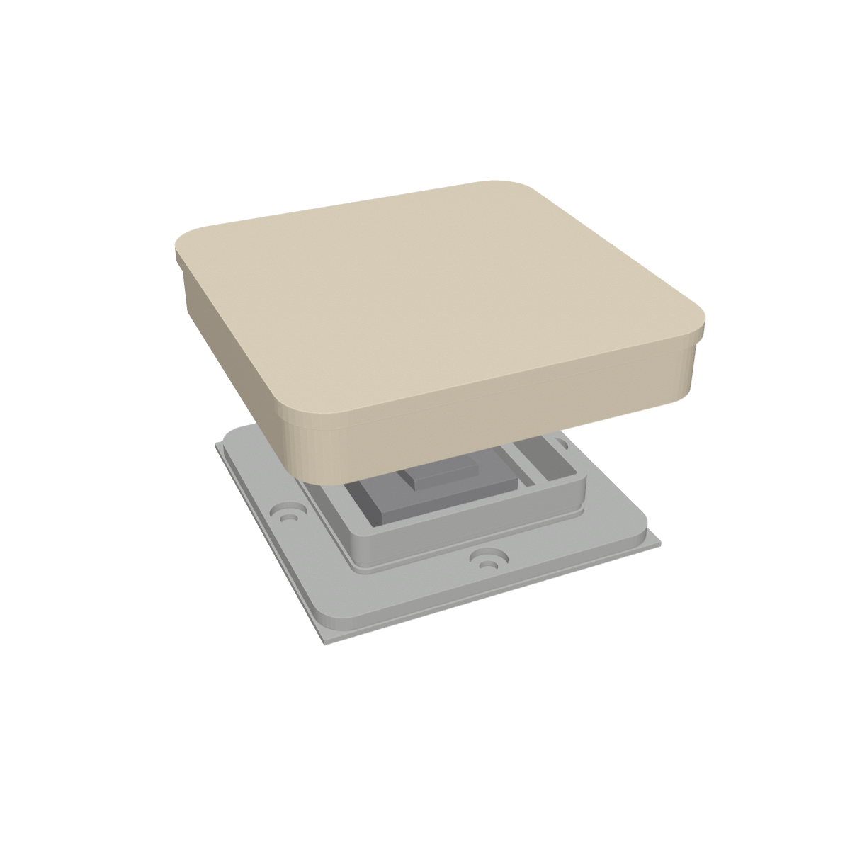 Switchless Pure in crème, het front boven het binnenwerk van een bestaande schakelaar (kleur: crème)
