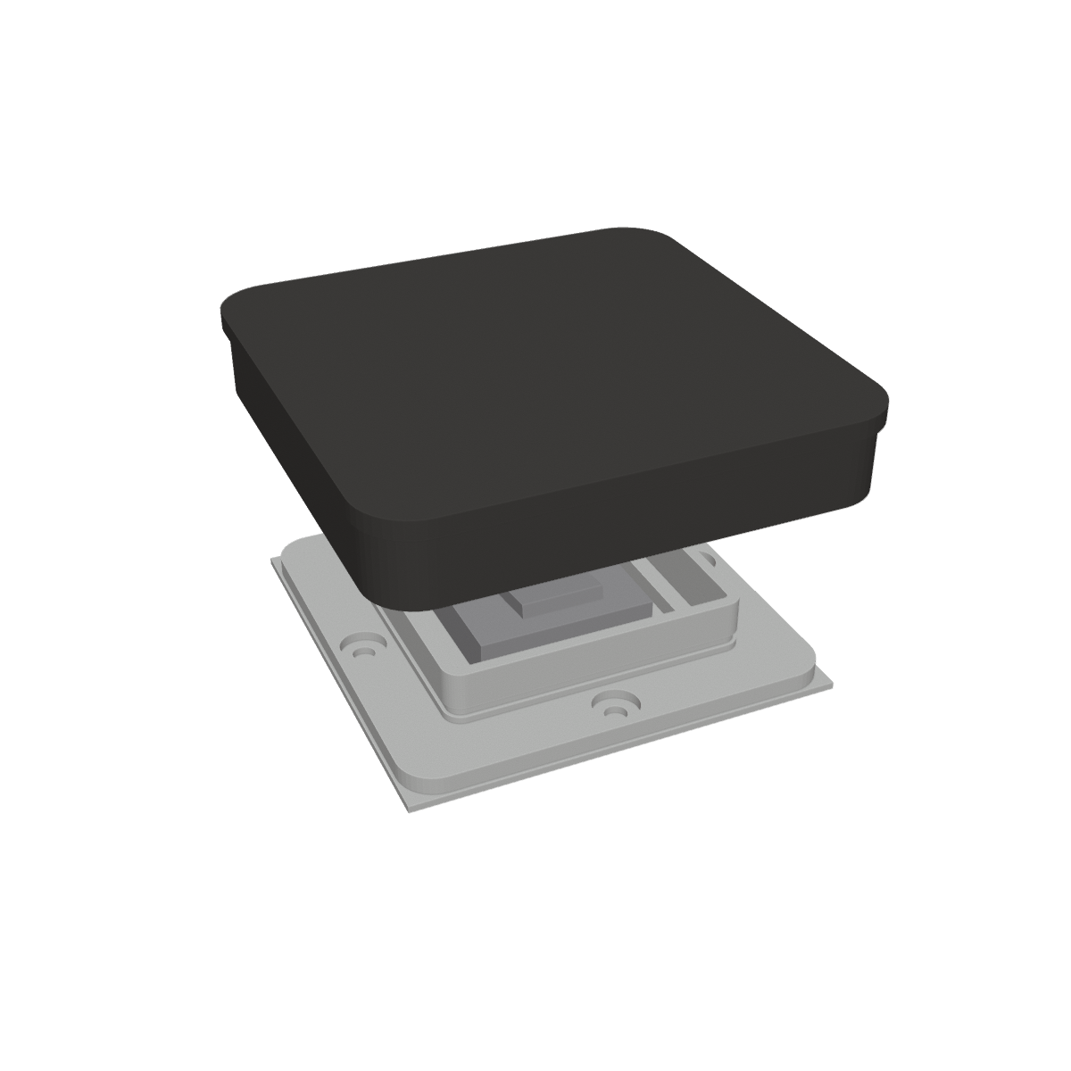 Switchless Pure in zwart, het front boven het binnenwerk van een bestaande schakelaar (kleur: zwart)