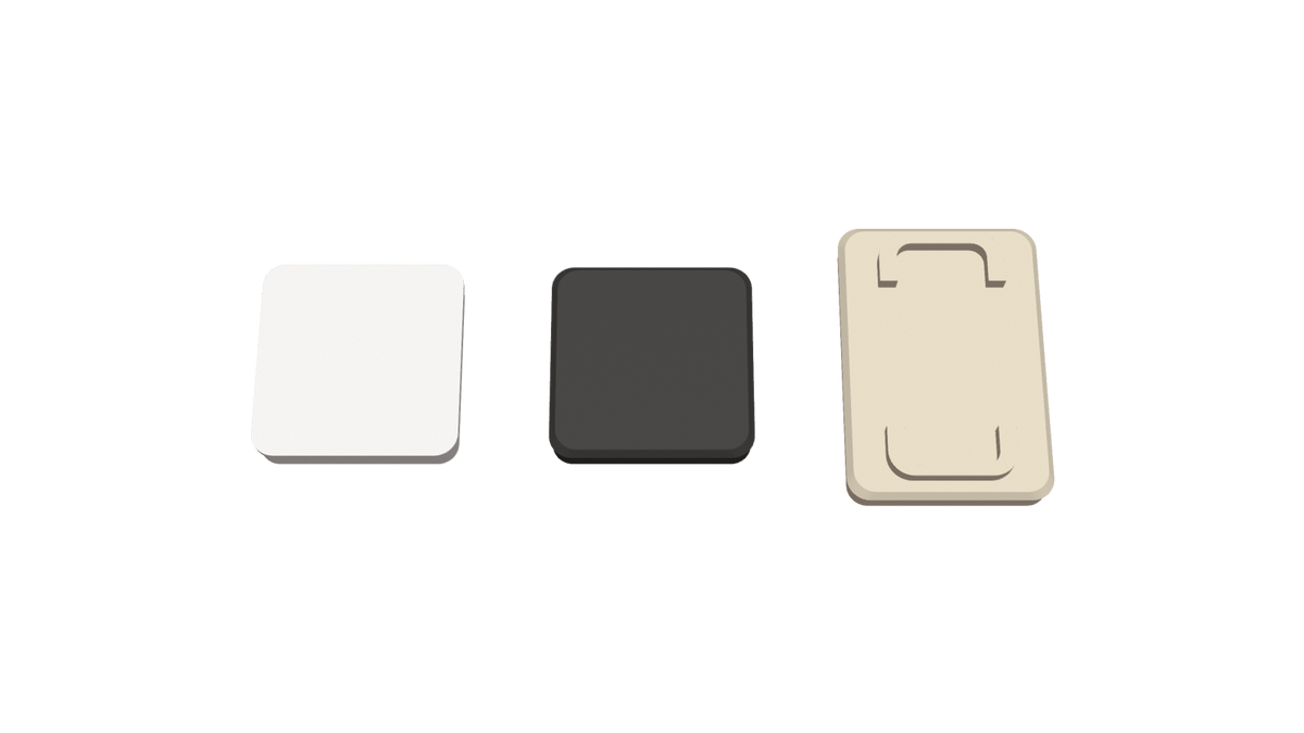 Drie Switchless-fronten op een muur in wit, zwart en crème